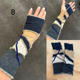 Fabric knit upcycled arm warmers, wrist cuffs, fabric fingerless gloves, upcycled sweater sleeves, Katwise arm warmers, fingerless mittens