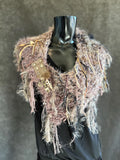 Luxury knit artisan fringe cowl with snaps, Indie capulet, bohemian inspired fashion,