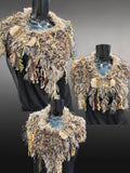 Luxury knit  fringe cowl with clasp, Indie capulet, bohemian inspired fashion