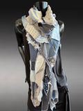 Upcycled Bohemian Denim blue gray Fabric Scarf