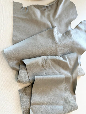 Premium Grade medium taupe color cow hide leather remnant - purse making supplies, leather fringe.