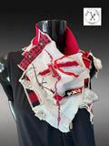 Eco-friendly Couture Neck Cowl in Red Black Plaid Boho Neckwarmer