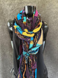 Pop culture vibrant color Boho fabric and yarn Scarf