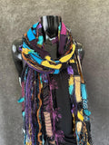 Pop culture vibrant color Boho fabric and yarn Scarf