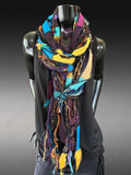 Pop culture vibrant color Boho fabric and yarn Scarf