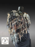 Handmade Knit Poncho: Bohemian or Avant Garde Fringed shoulder wrap