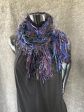 Handmade Boho Indie style art scarf in jewel tones and Electric Blue purple