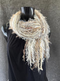 Bohemian style fashion Scarf in neutrals cream white, cowgirl fashion