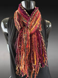 Boho style indie scarf in Autumn shades of burgundy rust brown