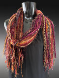 Boho style indie scarf in Autumn shades of burgundy rust brown