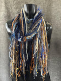Boho style Scarf in Blue Tan, Indie fashion