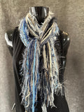 Bohemian style fashion scarf in blue jean tones
