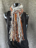 Boho style long scarf in gray rust neutrals cowgirl fashion indie accessories