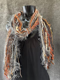 Boho style long scarf in gray rust neutrals cowgirl fashion indie accessories