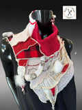 Eco-friendly Couture Neck Cowl in Red Black Plaid Boho Neckwarmer