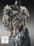 Handmade Knit Poncho: Bohemian or Avant Garde Fringed shoulder wrap
