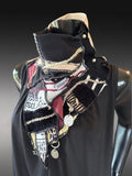 Upcycled eco couture fabric neck cowl scarf, street style fashion boho neckwarmer