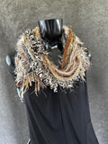 Boho style Scarf with cheetah print, Funky petite animal print scarf