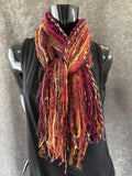 Boho style indie scarf in Autumn shades of burgundy rust brown