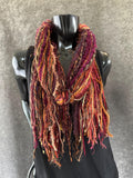 Boho style indie scarf in Autumn shades of burgundy rust brown