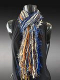 Boho style Scarf in Blue Tan, Indie fashion
