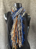 Boho style Scarf in Blue Tan, Indie fashion