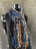 Boho style Scarf in Blue Tan, Indie fashion