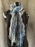 Bohemian style fashion scarf in blue jean tones