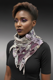 Model in mid 30s with scarf