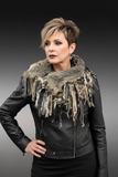 Product image with Caucasian model in leather jacket