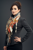 Scarf with model in couture stance