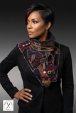 Second-image preview with Black couture model, wine-tipped black hair and black jacket