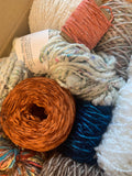 Knitting art yarn bundle, 1.5 lbs, fiber pack, weaving yarns, art yarn gift box