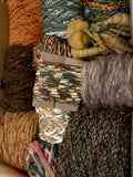 Knitting art yarn bundle, 1.5 lbs, fiber pack, weaving yarns, bulk green orange brown yarn gift box