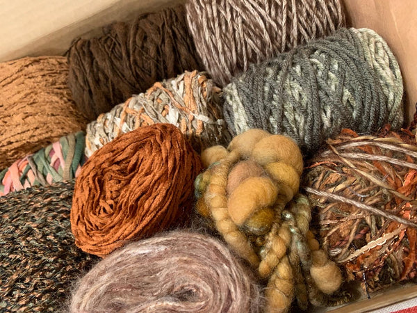 Knitting art yarn bundle, 1.5 lbs, fiber pack, weaving yarns, bulk gre –