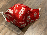 Wisconsin UW Madison NCAA fabric, one yard cut. Bucky fabric print, face mask fabric. Red Badger fabric, Wisconsin Badger fabric