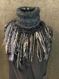 Knit Cowl, Boho winter Handmade knit reversible turtleneck cowl with fringe, head scarf, boho style, easy styling scarf