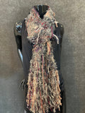 Hand Knit Fringed Bohemian hand knit scarf, Artisan yarn Scarf, black gray blush pink scarf, fur knit scarves, women gifts