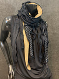 Upcycle couture fabric scarf, handmade refashion scarf