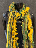 Green Bay Packers color fun Fringie scarf, long fringe scarf in Green and Gold