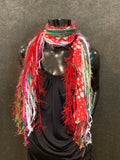 Christmas color Grinch scarf with ribbons, ugly sweater, polka dot scarf