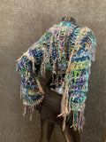 Bohemian knit shrug, Indie style crop sweater sleeves with fringe