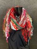 Christmas color Grinch scarf with ribbons, ugly sweater, polka dot scarf