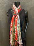 Christmas color Grinch scarf with ribbons, ugly sweater, polka dot scarf