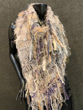 Hand knit ivory boho Fringed Shawl, Shoulder Wrap