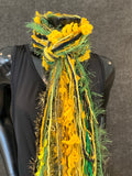 Green Bay Packers color fun Fringie scarf, long fringe scarf in Green and Gold